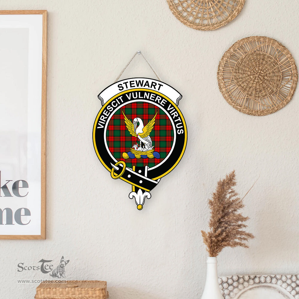 ScotsTee Shop Scottish Stewart Atholl Modern Clan Scottish Crest Tartan Wooden Hanging Wall Art Sign