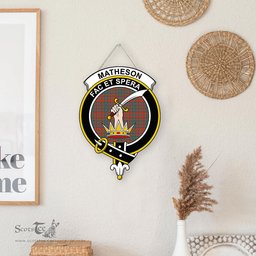 ScotsTee Shop Scottish Matheson Ancient Clan Scottish Crest Tartan Wooden Hanging Wall Art Sign