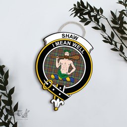 ScotsTee Shop Scottish Shaw Green Modern Clan Scottish Crest Tartan Wooden Hanging Wall Art Sign