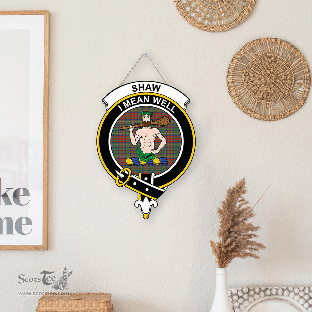 ScotsTee Shop Scottish Shaw Green Modern Clan Scottish Crest Tartan Wooden Hanging Wall Art Sign