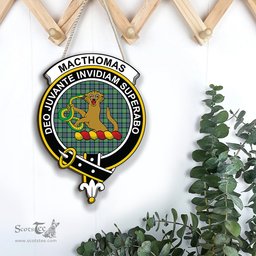 ScotsTee Shop Scottish MacThomas Ancient Clan Scottish Crest Tartan Wooden Hanging Wall Art Sign