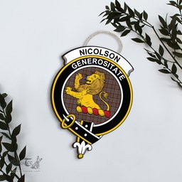 ScotsTee Shop Scottish Nicolson Hunting Weathered Clan Scottish Crest Tartan Wooden Hanging Wall Art Sign