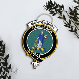 ScotsTee Shop Scottish Montgomery Ancient Clan Scottish Crest Tartan Wooden Hanging Wall Art Sign