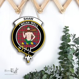 ScotsTee Shop Scottish Shaw Red Modern Clan Scottish Crest Tartan Wooden Hanging Wall Art Sign