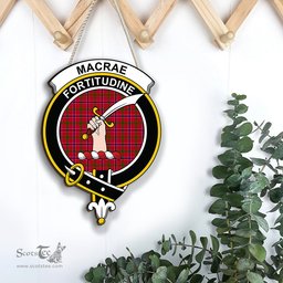 ScotsTee Shop Scottish MacRae Modern Clan Scottish Crest Tartan Wooden Hanging Wall Art Sign
