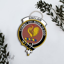 ScotsTee Shop Scottish Sinclair Ancient Clan Scottish Crest Tartan Wooden Hanging Wall Art Sign
