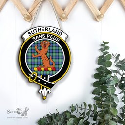 ScotsTee Shop Scottish Sutherland Old Ancient Clan Scottish Crest Tartan Wooden Hanging Wall Art Sign