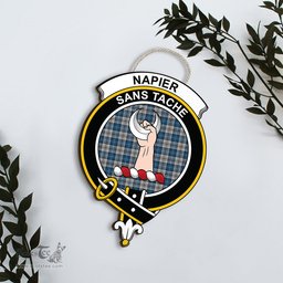 ScotsTee Shop Scottish Napier Modern Clan Scottish Crest Tartan Wooden Hanging Wall Art Sign