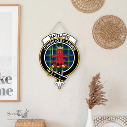ScotsTee Shop Scottish Maitland Clan Scottish Crest Tartan Wooden Hanging Wall Art Sign