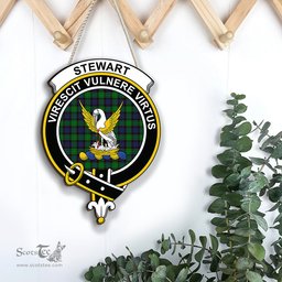 ScotsTee Shop Scottish Stewart Old Modern Clan Scottish Crest Tartan Wooden Hanging Wall Art Sign