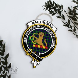 ScotsTee Shop Scottish MacThomas Modern Clan Scottish Crest Tartan Wooden Hanging Wall Art Sign