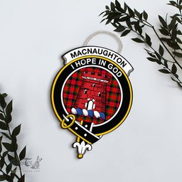 ScotsTee Shop Scottish MacNaughton Modern Clan Scottish Crest Tartan Wooden Hanging Wall Art Sign