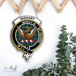 ScotsTee Shop Scottish Wishart Hunting Modern Clan Scottish Crest Tartan Wooden Hanging Wall Art Sign