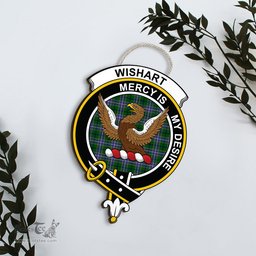 ScotsTee Shop Scottish Wishart Hunting Modern Clan Scottish Crest Tartan Wooden Hanging Wall Art Sign