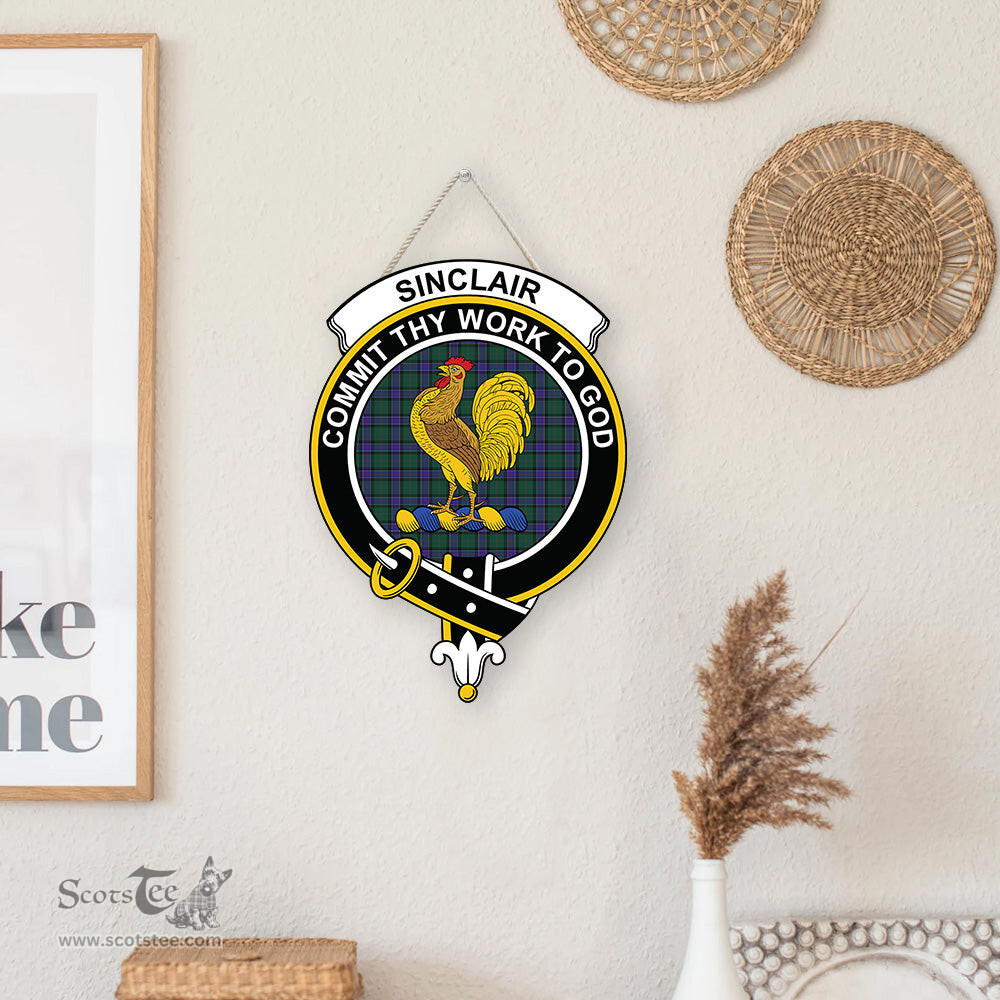 ScotsTee Shop Scottish Sinclair Hunting Modern Clan Scottish Crest Tartan Wooden Hanging Wall Art Sign