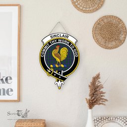 ScotsTee Shop Scottish Sinclair Hunting Modern Clan Scottish Crest Tartan Wooden Hanging Wall Art Sign
