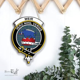 ScotsTee Shop Scottish Weir Ancient Clan Scottish Crest Tartan Wooden Hanging Wall Art Sign