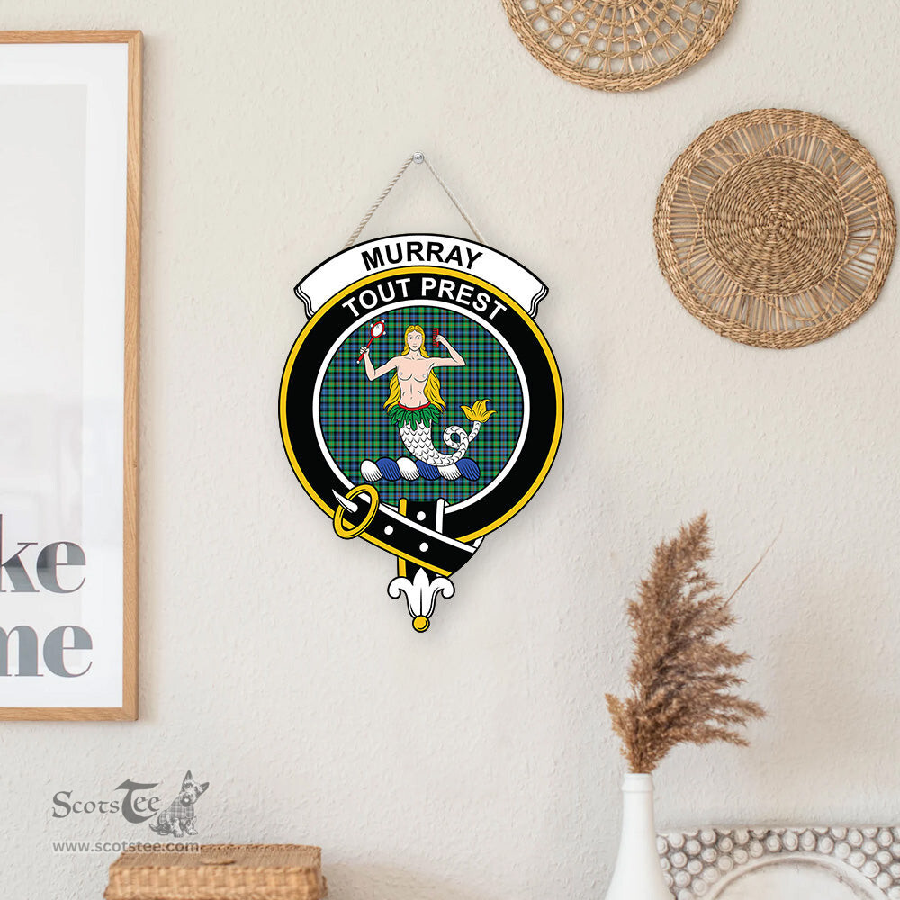 ScotsTee Shop Scottish Murray of Atholl Ancient Clan Scottish Crest Tartan Wooden Hanging Wall Art Sign