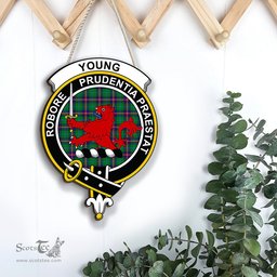 ScotsTee Shop Scottish Young Modern Clan Scottish Crest Tartan Wooden Hanging Wall Art Sign