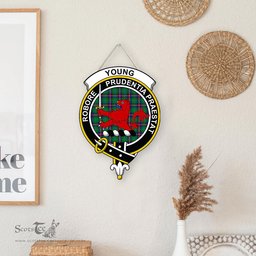 ScotsTee Shop Scottish Young Modern Clan Scottish Crest Tartan Wooden Hanging Wall Art Sign