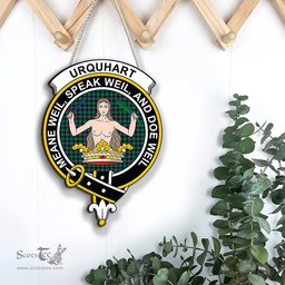 ScotsTee Shop Scottish Urquhart Broad Red Ancient Clan Scottish Crest Tartan Wooden Hanging Wall Art Sign