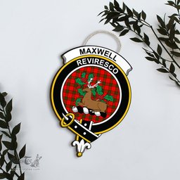 ScotsTee Shop Scottish Maxwell Modern Clan Scottish Crest Tartan Wooden Hanging Wall Art Sign