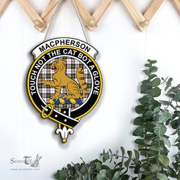 ScotsTee Shop Scottish MacPherson Dress Modern Clan Scottish Crest Tartan Wooden Hanging Wall Art Sign