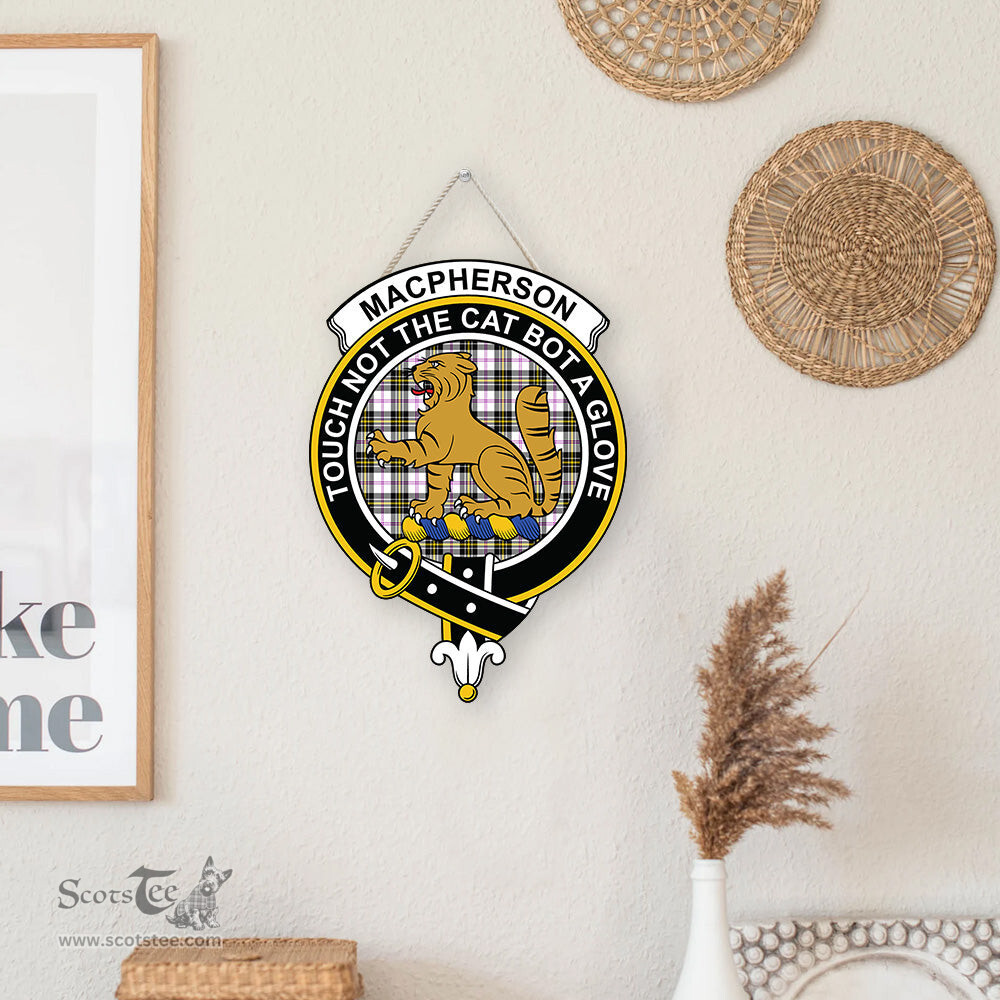 ScotsTee Shop Scottish MacPherson Dress Modern Clan Scottish Crest Tartan Wooden Hanging Wall Art Sign