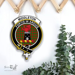 ScotsTee Shop Scottish Middleton Modern Clan Scottish Crest Tartan Wooden Hanging Wall Art Sign