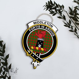 ScotsTee Shop Scottish Middleton Modern Clan Scottish Crest Tartan Wooden Hanging Wall Art Sign
