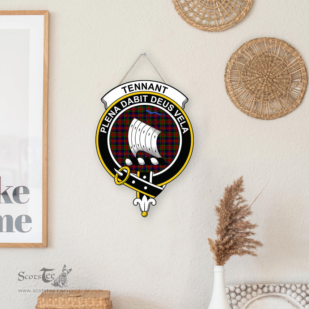 ScotsTee Shop Scottish Tennant Clan Scottish Crest Tartan Wooden Hanging Wall Art Sign