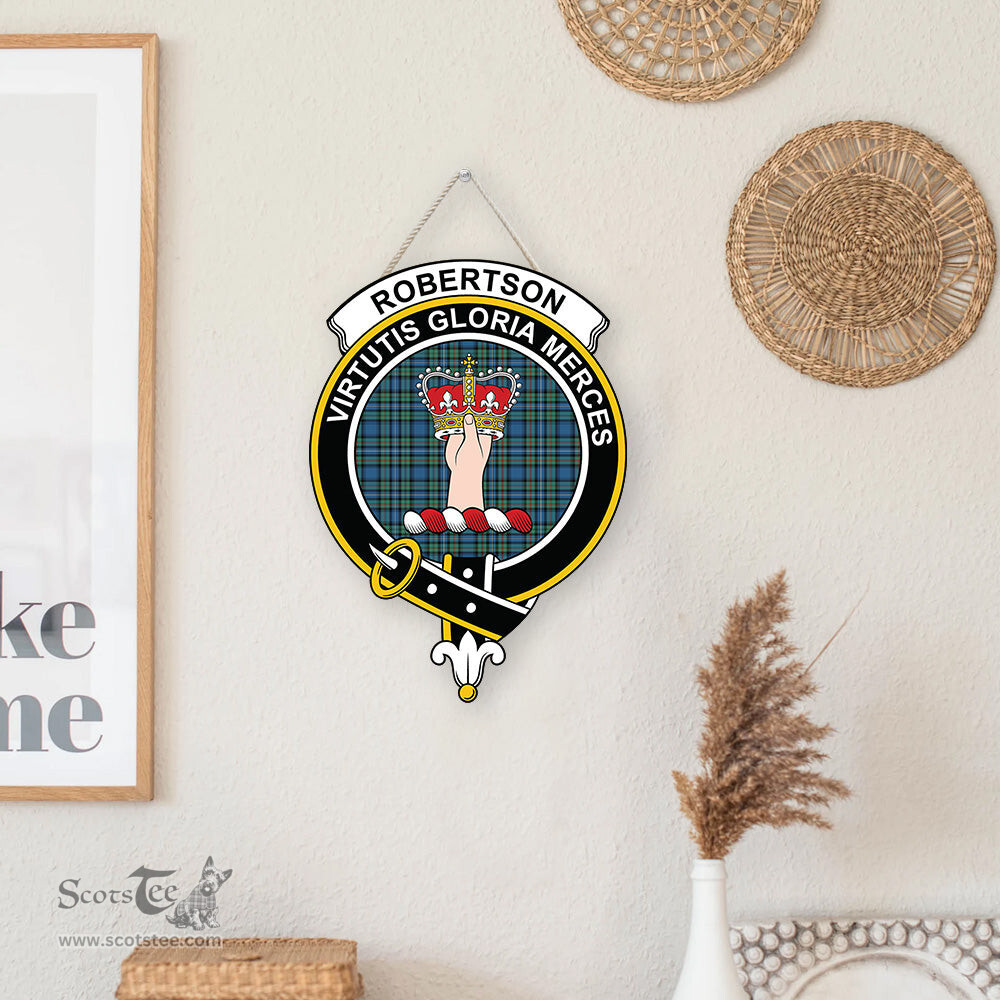 ScotsTee Shop Scottish Robertson Hunting Ancient Clan Scottish Crest Tartan Wooden Hanging Wall Art Sign