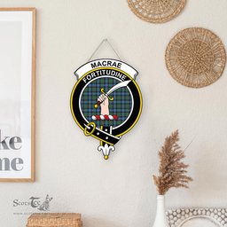 ScotsTee Shop Scottish MacRae Hunting Ancient Clan Scottish Crest Tartan Wooden Hanging Wall Art Sign