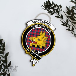 ScotsTee Shop Scottish MacTavish Modern Clan Scottish Crest Tartan Wooden Hanging Wall Art Sign