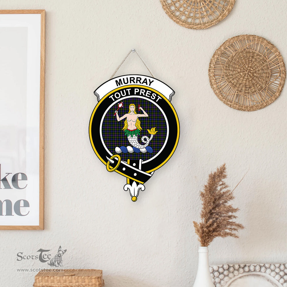 ScotsTee Shop Scottish Murray of Atholl Modern Clan Scottish Crest Tartan Wooden Hanging Wall Art Sign
