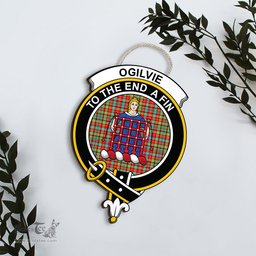 ScotsTee Shop Scottish Ogilvie Clan Scottish Crest Tartan Wooden Hanging Wall Art Sign
