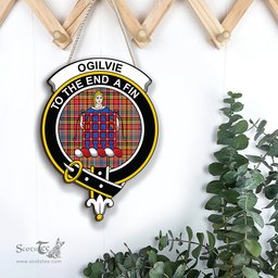 ScotsTee Shop Scottish Ogilvie of Airlie Ancient Clan Scottish Crest Tartan Wooden Hanging Wall Art Sign