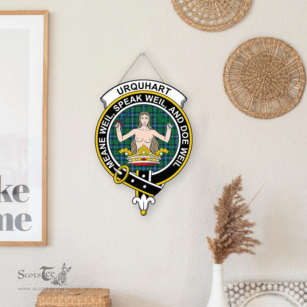ScotsTee Shop Scottish Urquhart Ancient Clan Scottish Crest Tartan Wooden Hanging Wall Art Sign