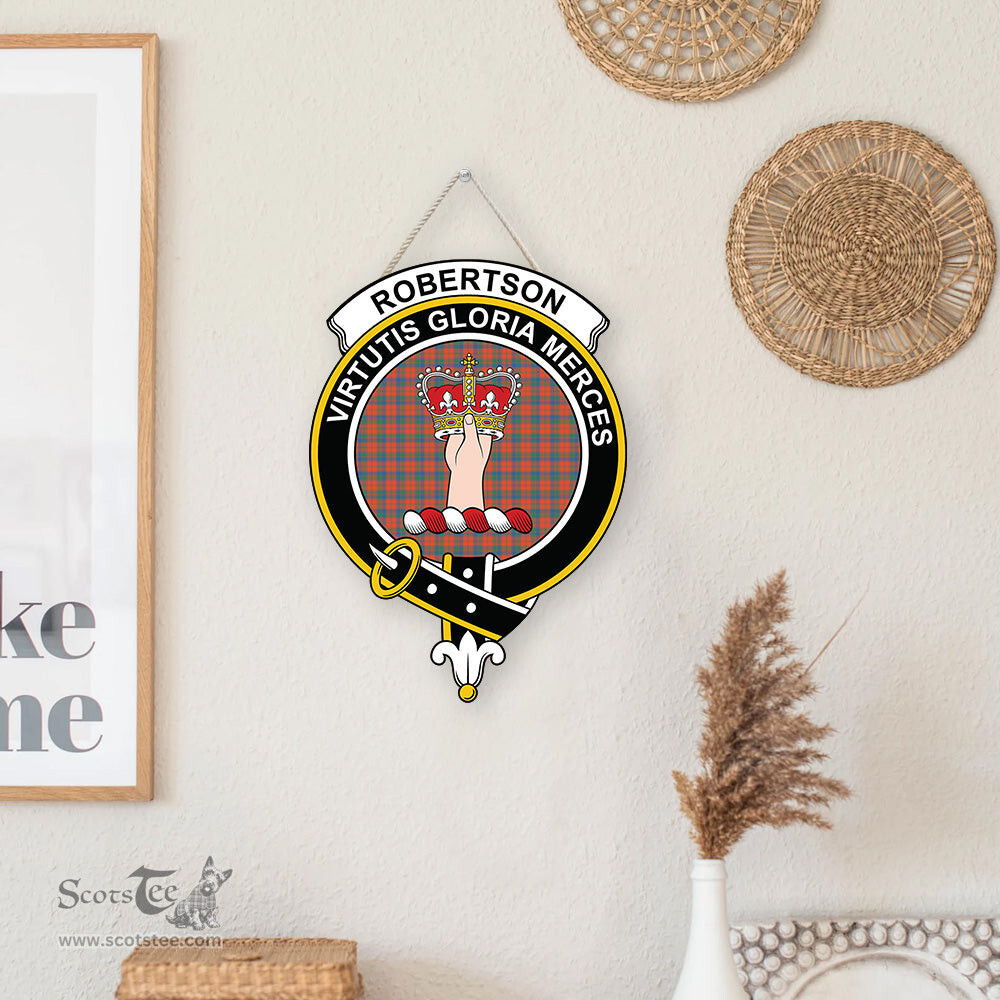 ScotsTee Shop Scottish Robertson Ancient Clan Scottish Crest Tartan Wooden Hanging Wall Art Sign