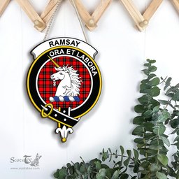 ScotsTee Shop Scottish Ramsay Modern Clan Scottish Crest Tartan Wooden Hanging Wall Art Sign