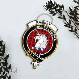 ScotsTee Shop Scottish Ramsay Modern Clan Scottish Crest Tartan Wooden Hanging Wall Art Sign