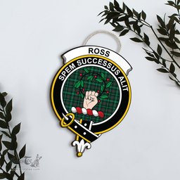 ScotsTee Shop Scottish Ross Hunting Modern Clan Scottish Crest Tartan Wooden Hanging Wall Art Sign