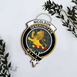 ScotsTee Shop Scottish Nicolson Hunting Ancient Clan Scottish Crest Tartan Wooden Hanging Wall Art Sign