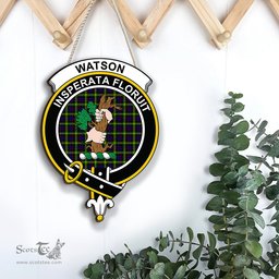 ScotsTee Shop Scottish Watson Modern Clan Scottish Crest Tartan Wooden Hanging Wall Art Sign