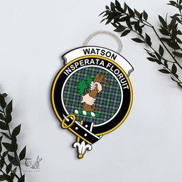 ScotsTee Shop Scottish Watson Ancient Clan Scottish Crest Tartan Wooden Hanging Wall Art Sign