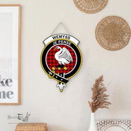 ScotsTee Shop Scottish Wemyss Modern Clan Scottish Crest Tartan Wooden Hanging Wall Art Sign