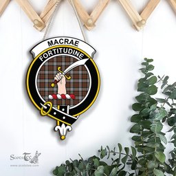 ScotsTee Shop Scottish MacRae Hunting Weathered Clan Scottish Crest Tartan Wooden Hanging Wall Art Sign