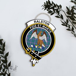 ScotsTee Shop Scottish Ralston Clan Scottish Crest Tartan Wooden Hanging Wall Art Sign