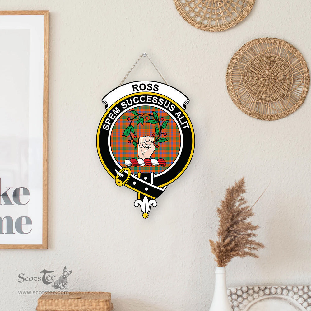 ScotsTee Shop Scottish Ross Ancient Clan Scottish Crest Tartan Wooden Hanging Wall Art Sign