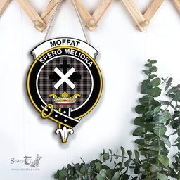 ScotsTee Shop Scottish Moffat Modern Clan Scottish Crest Tartan Wooden Hanging Wall Art Sign